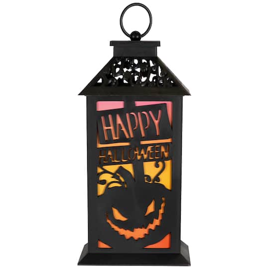 11" Black Happy Halloween Jack-o'-Lanterns LED Candle